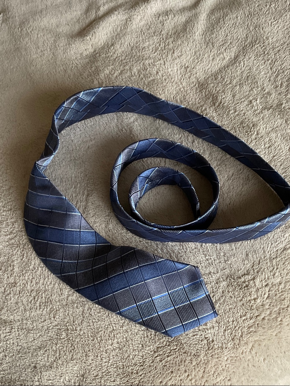 Classic Navy Plaid Men's Tie - Blue